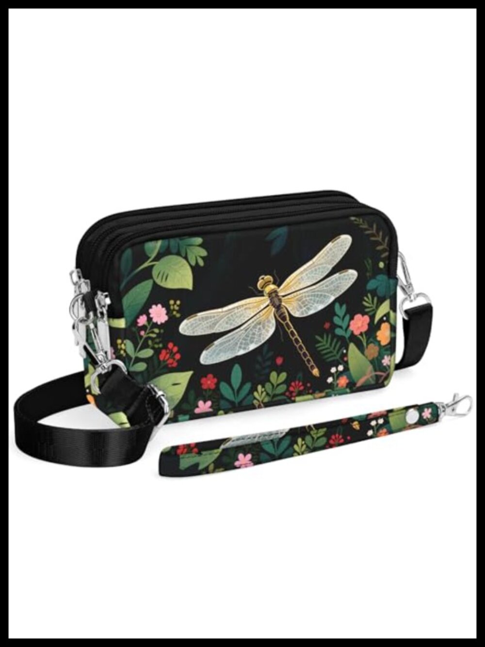 Quilted Nylon Small Crossbody Bag Wristlet Travel Purse
